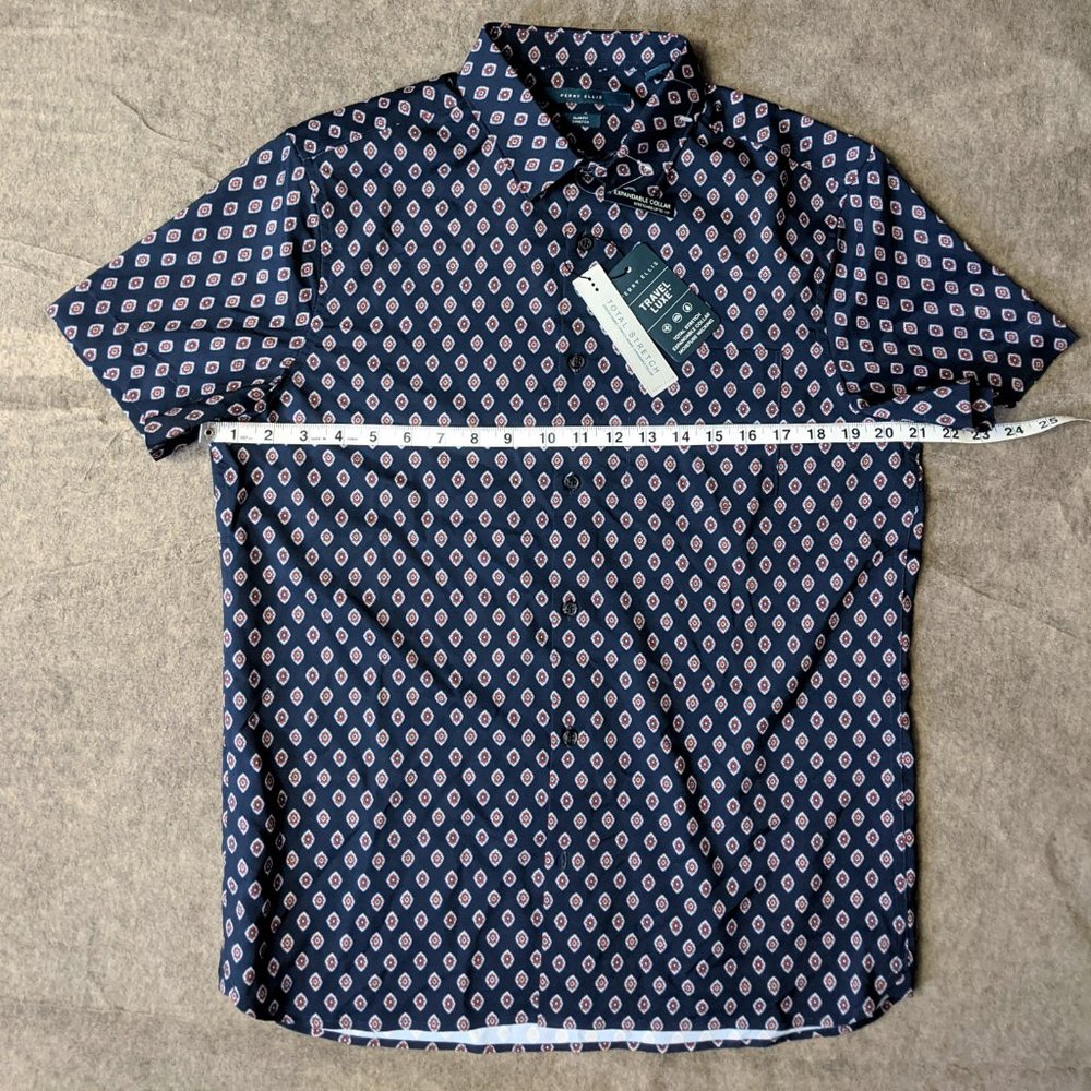 Perry Ellis Travel Luxe Men's Navy Blue Button Down Shirt Total Stretch NWT - Picture 5 of 8